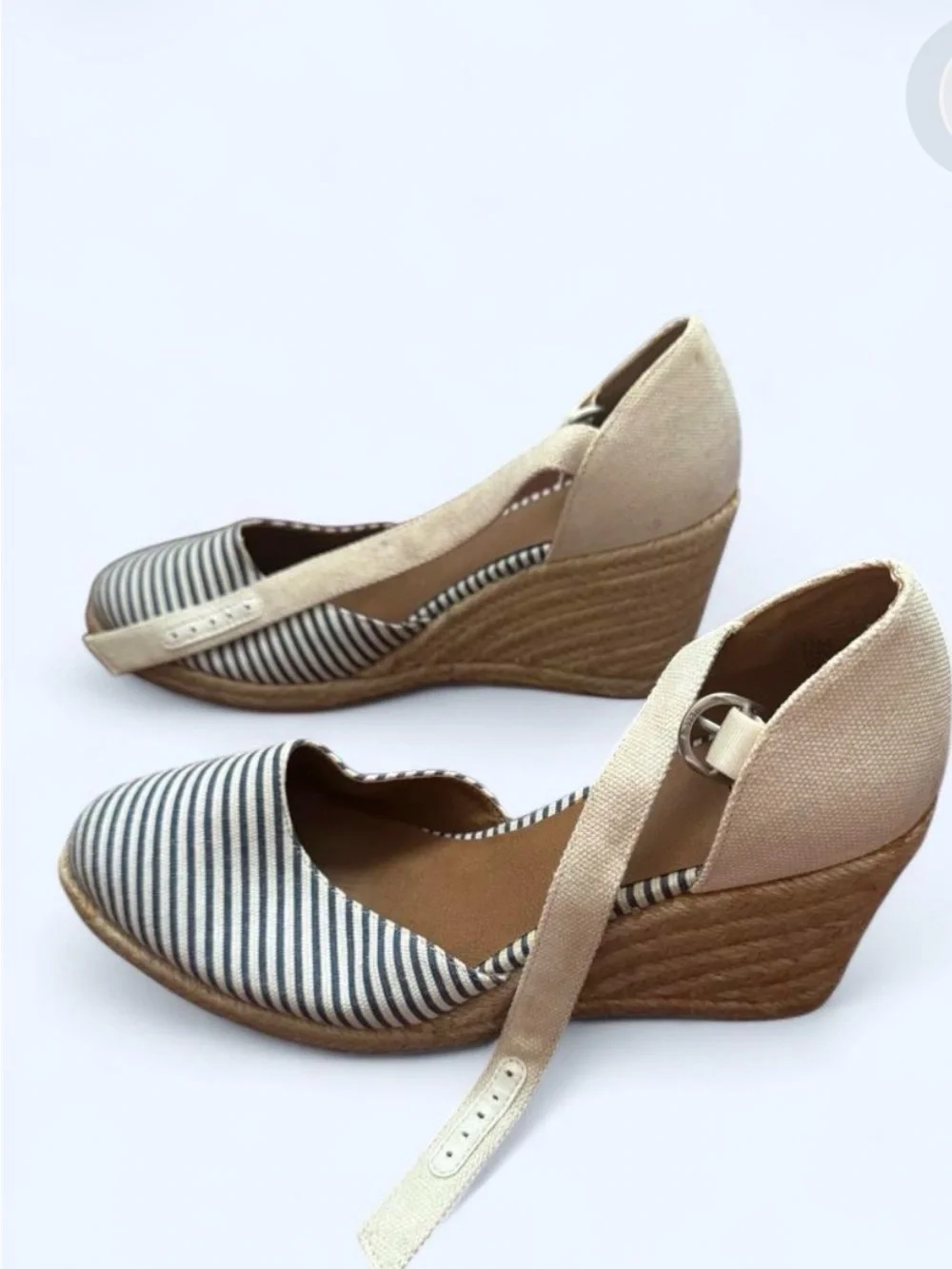 Susina Navy/white Striped Espadrille Wedges sz 7.5